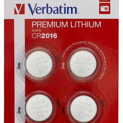 Verbatim LITHIUM BATTERY CR2016 3V 4 PACK (49531)