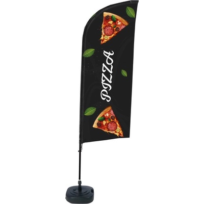 Jansen Display Kompletní sada reklamní vlajky ve tvaru křídla, Pizza, 1105 x 3300 mm