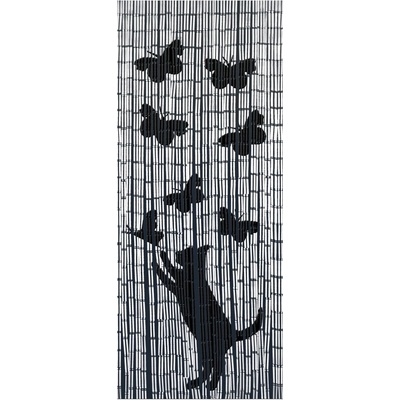 Maximex Черно-сива бамбукова завеса за врата 200x90 cm Cat and Butterfly - Maximex (5123004500)