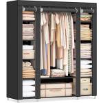 SONGMICS wardrobe, fabric cabinet, with clothes rail and shelves, fabric cover, for bedroom, dressing room, 150 x 45 x 175 cm, black LSF03H (LSF03H)