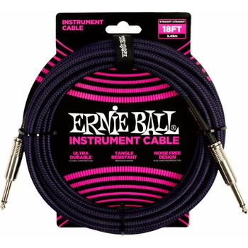 Ernie Ball Braided Straight Straight Inst Cable Purple Black 5, 5 m Директен - Директен Инструментален кабел (P06395)