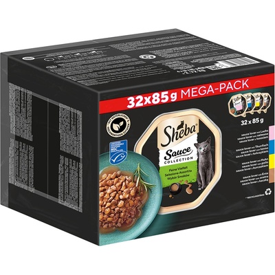 Sheba Sauce Collection variace losos, tuňák, kuře, kachna 32 x 85 g
