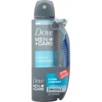 Dove Men+Care Clean Comfort antiperspirant sprej 150 ml + holicí strojek dárková sada