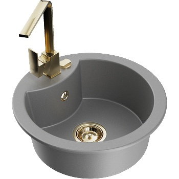 Mexen Diego гранитна мивка с една камера с кухненски кран Rita, сив - 6512-71-670300-50 (6512-71-670300-50)