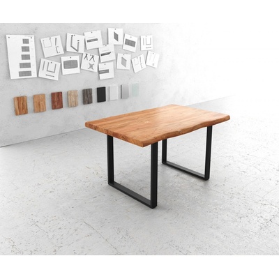 DELIFE Jídelní stůl Edge 140x90 XL akácie přírodní kov černá