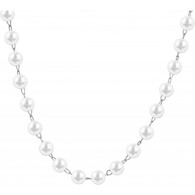 Biju Řetízek z chirurgické oceli, zdobený jemnými bílými perlami 6000612