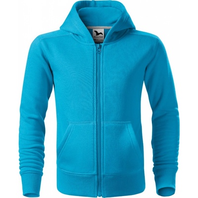 Malfini Trendy Zipper 412 dětská klokanka s kapucí tyrkysová