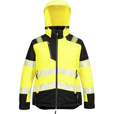 Portwest hi-vis pw3 t162 / Дамско светлоотразително водоустойчиво зимно яке - hv жълто/черно xxl (t162ybrxxl)
