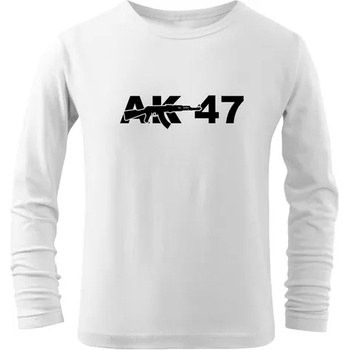 DRAGOWA детска тениска с дълъг ръкав ak47, бяла (7161)