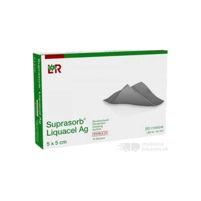 Suprasorb Liquacel Ag Krytie na rany s antimikrobiálnym striebrom, 5 x 5 cm 10 ks