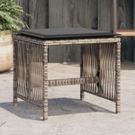 vidaXL Външни табуретки с възглавници 4 бр сиви 41x41x36 см полиратан (365057)