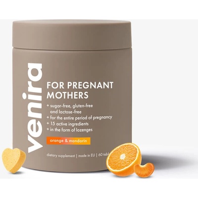 Venira vitamíny pre tehotné ženy 1-3 trimester pomaranč a mandarínka 60 srdiečok