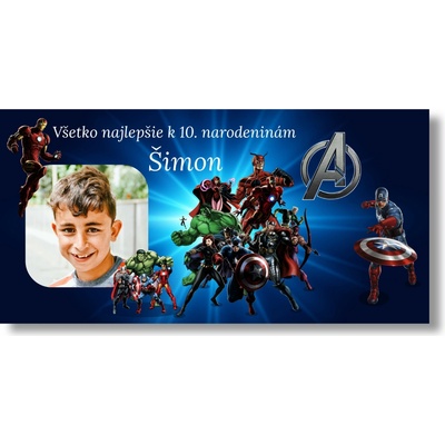 Personal Narodeninový banner s fotkou - Avengers Rozmer banner: 130 x 260 cm