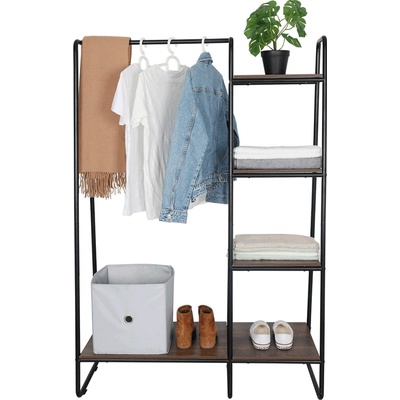 Kondela Šatníkový organizér/regál s policami, čierna/orech, ROBYN 0000288697