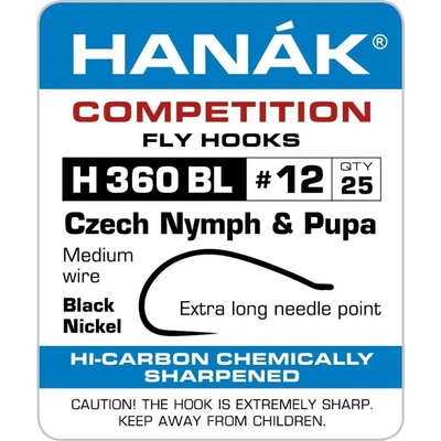 Hanák Competition Muškařský háček univerzální blešivcový černý nikl vel.20 25 ks