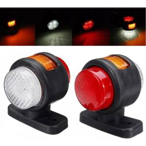  Комплект от 2 броя led ЛЕД светодиодни габарити токоси рогче рогчета на 12v с три светлини бяла-жълта-червена