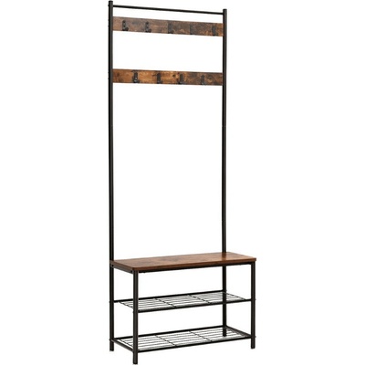 Textilomanie Kovová předsíňová stěna TAYLOR 72x175 cm, černá/rustikálně hnědá – Zboží Mobilmania