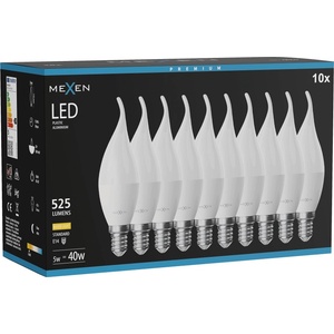 Mexen Nova 10х LED крушка пламък E14, C37, 5W, Топла - 3000K, 525 lm - L106-E14-0530-01x10 (L106-E14-0530-01x10)