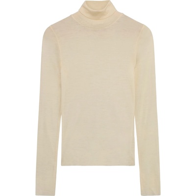 KnowledgeCotton Apparel Дамски вълнен пуловер KnowledgeCotton Apparel Women's Wool L/S Roll Neck Wool jumper - Egret (105-6863-0213)