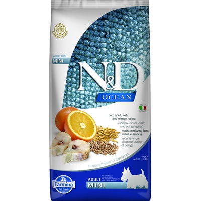 N&D Ocean Dog Adult Mini Low Grain Cod Spelt Oats & Orange 7 kg