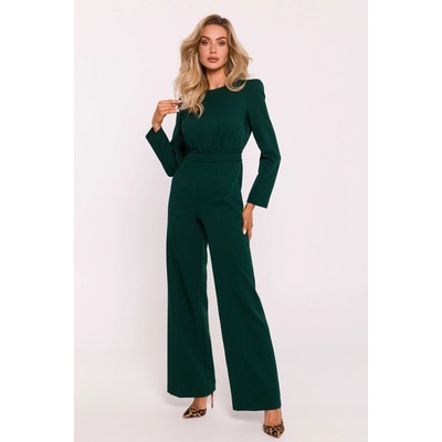 Made Of Emotion Woman's Padded shoulder jumpsuit bottle green