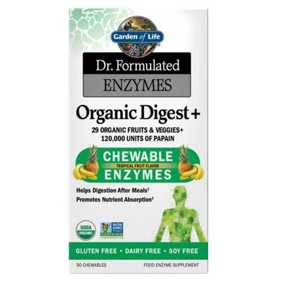 Garden of Life Enzymes Organic Digest+ Gummies, храносмилателна подкрепа, 90 дъвчащи таблетки
