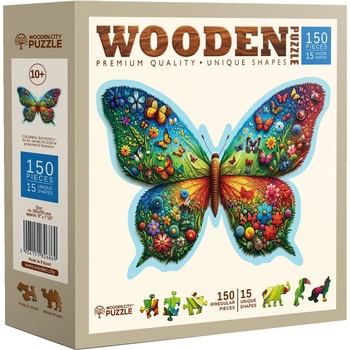 Wooden City - Puzzle Colorful Buterfly wooden - 150 piese