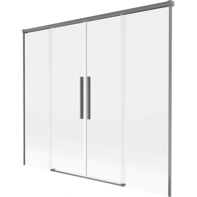 Mexen Rox двукрилен плъзгащ се параван за вана 190 x 150 cm, прозрачен, gun metal (8C9-190-002-95-00)