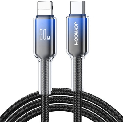 Joyroom S-A42 Crystal Clear opletený nabíjací a dátový USB-C na Lightning 1,2m čiernomodrý