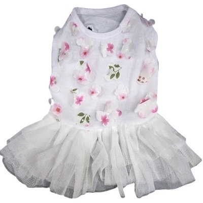 Tiger`s Heart Бяла рокля с 3d цветя и тюл