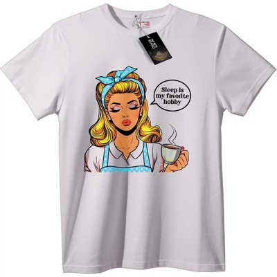 NOONEBRAND Тениска Сънят е мое любимо хоби - L, White