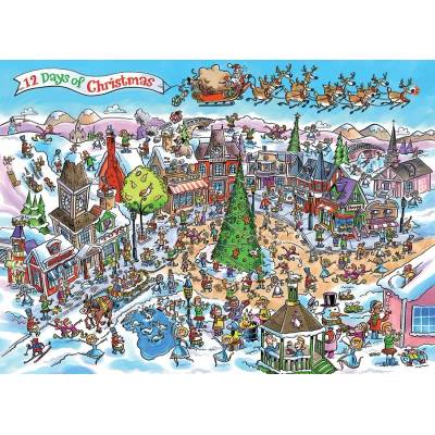 Cobble Hill - Puzzle Doodle Town: 12 Days of Christmas - 1 000 piese