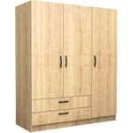 TopMebel Трикрилен гардероб Victoria TopMebel от меламин в цвят дъб 150x60x181cm - topmebel - 683,99 лв