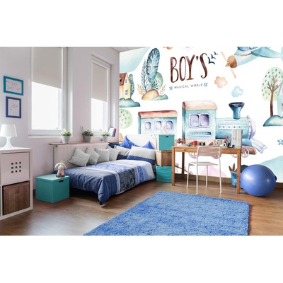 DIMEX ART Самозалепваща се флизелинова фототапета влак, акварел 375 x 250 см