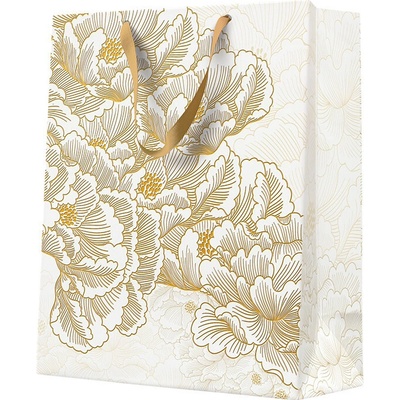 Darčeková taška - 26,5x33,5x13 cm, Vintage Gold Petal Design