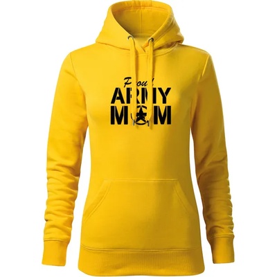 DRAGOWA дамски суитшърт с качулка, Army Mom, жълт, 320г/м2 (5983)