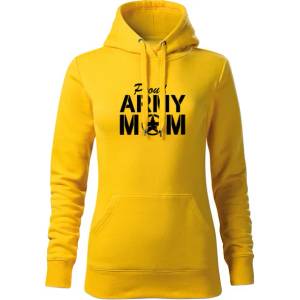 DRAGOWA дамски суитшърт с качулка, Army Mom, жълт, 320г/м2 (5983)