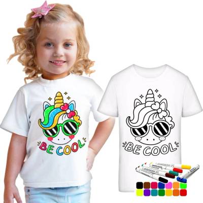 dětské tričko s vlastním motivem + fixy na textil 10 barev tričko Omalovánka