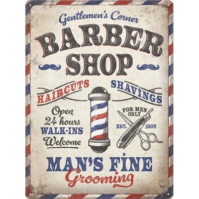 Postershop Plechová cedule - Barber Shop 40x30 cm