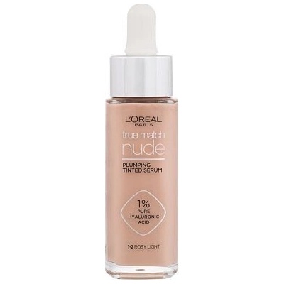 L’Oréal Paris True Match Nude Plumping Tinted Serum sérum pro sjednocení barevného tónu pleti 1-2 Rosy Light 30 ml