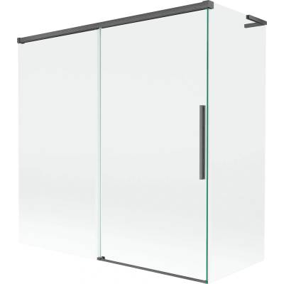 Mexen Rox L двукрилен раздвижен параван за вана 160 + 70 x 150 cm, прозрачен, четка (8C9L-160-070-66-00)