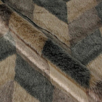 Kožušina hnedo-béžová, cikcak vzor, š.155