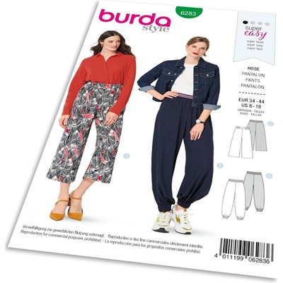 Střih Burda 6283 - Jednoduché kalhoty s pasem do gumy