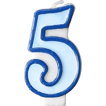 Image 1 of PartyDeco Свещ за рожден ден с число 5 (синя)