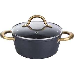 Galileo Тенджера Galileo Premium SChef 5916675, 20 см, 1.8 л, Подсилен ръб, Незалепващо покритие PPG, Без PFOA и никел, Индукция, Черен/златист (5916675)