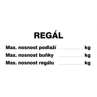 Značka Regál, samolepicí fólie, 37 × 105 mm BZ FIT11