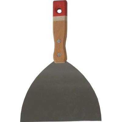 TOPTRADE špachtle nerezová 150 mm – dřevěná, nýtovaná rukojeť (Profi provedení)