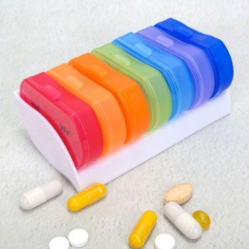 Image 1 of Шарен седмичен органайзер за лекарства с 14 отделения