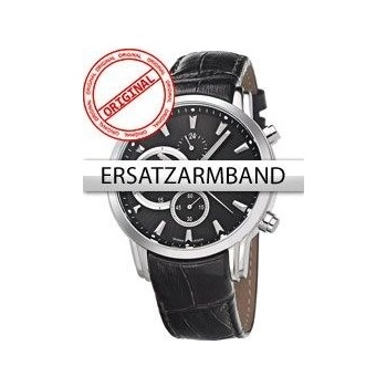 Bossart Replacement strap leather BW-1104 Black silver clasp