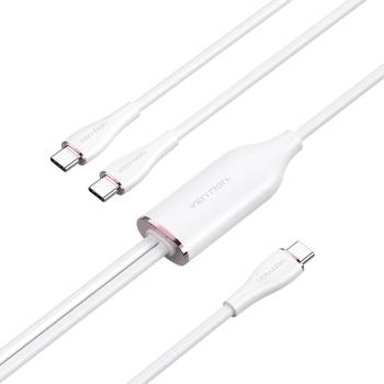 Vention USB-C 2.0/M - 2USB-C/M, (5A, силиконов, бял), 1, 5 м, кабел
